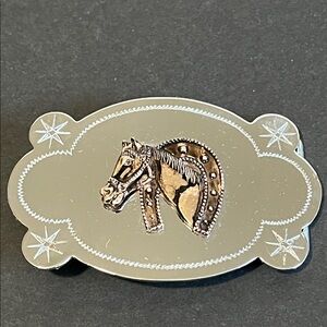 Silver/Gold Color Horse Belt Buckle